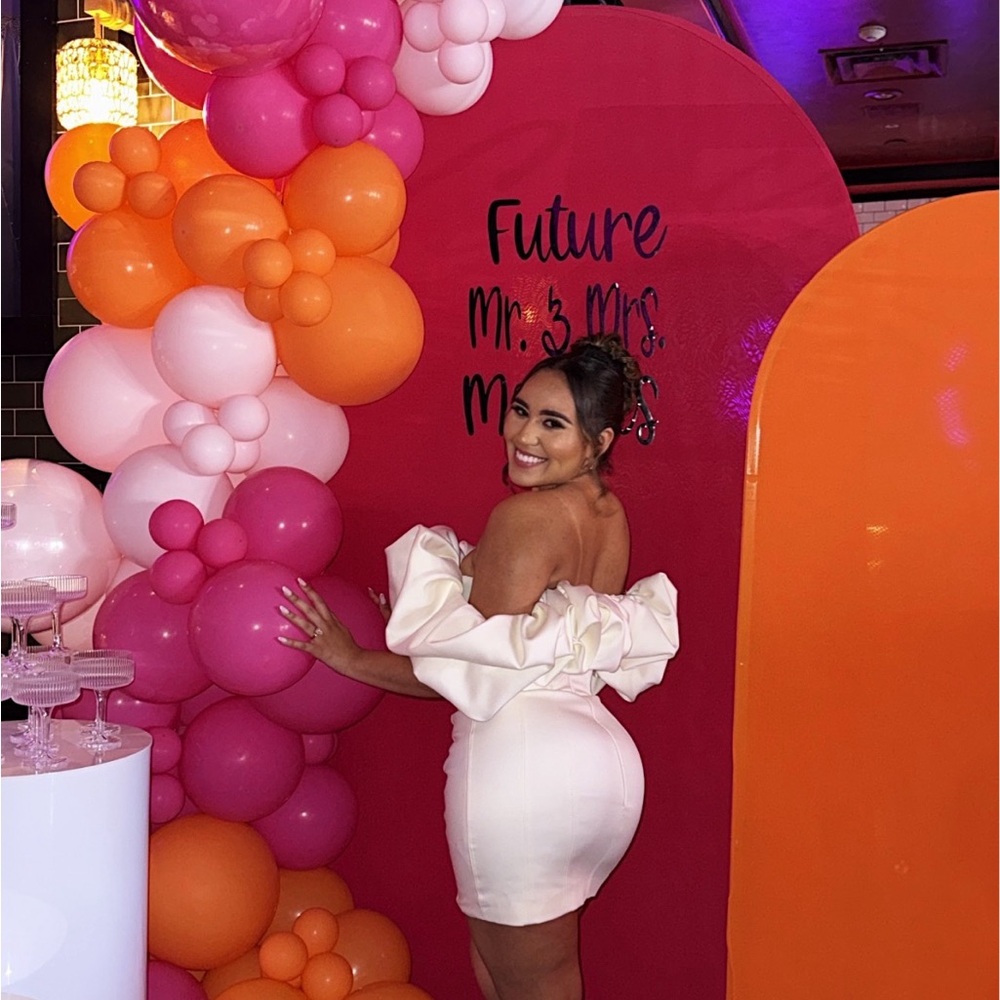 House of CB “Selena” Off-Shoulder Mini Dress – White Ruffle Sleeve Party Dress